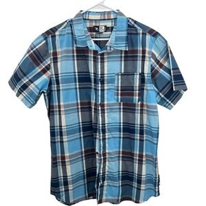 Rip Curl Mens Slim Fit Size‎ Large Plaid Short Sleeve Button Up Shirt Casual